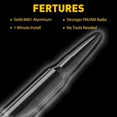 Bullet Style 0.5 Cal Short Black Antenna Mast Power for DODGE RAM &RAM 2009-2023