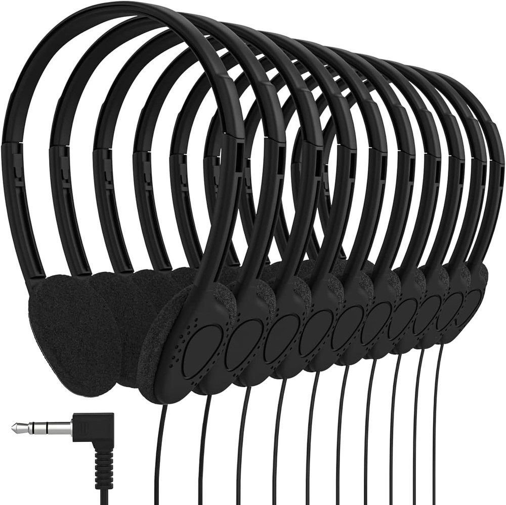 Bulk Classroom Headphones 50 Pack On-Ear Wired School Headsets with Foam Ear