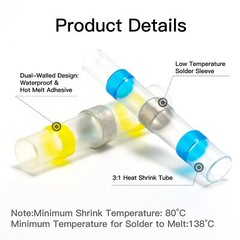500/160PCS Waterproof Solder Stick Seal Sleeve Heat Shrink Butt Wire Connectors