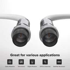 White, Booted RG6 Coaxial Cable, All Weather Proof Coax, 35 Feet (10.5 Meter)