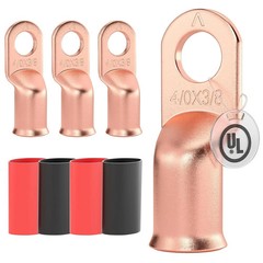 UL Listed 4/0 AWG – 3/8″ Battery Cable Lugs, Heat Shrink Ring Terminals End, Cop