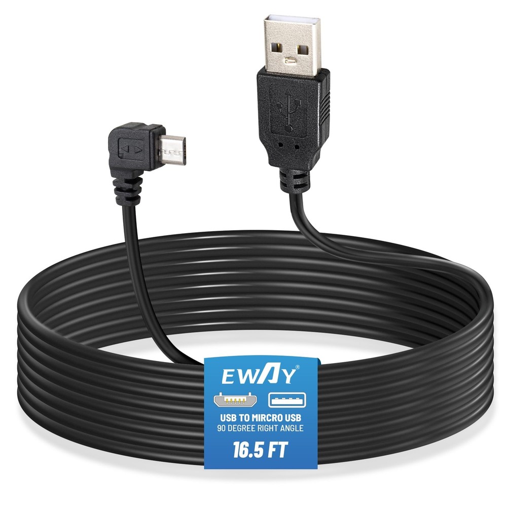 EWAY Dash Cam Mircro USB Power Cord 16.5ft, 2.0 A to Micro-B 16.5 feet