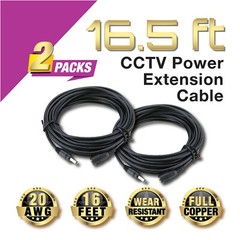 5M DC 12V Power Extension Cable Cord For CCTV Security Camera DVR 2 Packs