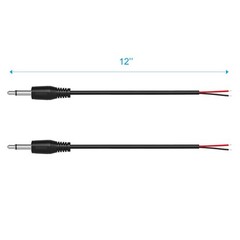 Versatile 2-Pack 1FT 3.5mm Male to Bare Wire AUX Audio Connector Cables