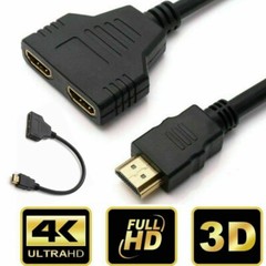 US 1-2 Pack HDMI Male to 2 Female 1 In 2 Out 4K Splitter Cable Adapter Converter