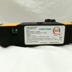 FosPower FOSPWB2376 Crank Radio Solar Power Portable Emergency 2000mAh