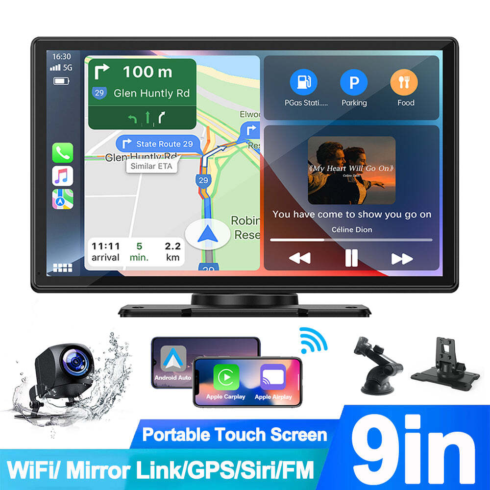 9″ Wireless Car Stereo Apple Carplay Android Auto GPS with 1080P Backup Camera