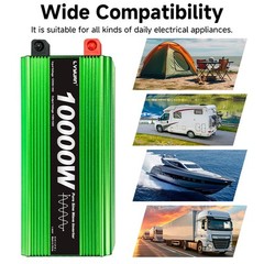 10000W Peak Pure Sine Wave Inverter 12V DC to 110V AC with LED Remote Control