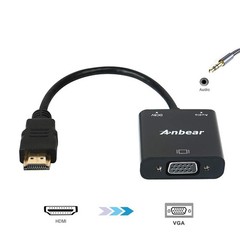 HDMI to VGA Adapter with Audio – 10 Pack, Gold-Plated Male to Female Converter f