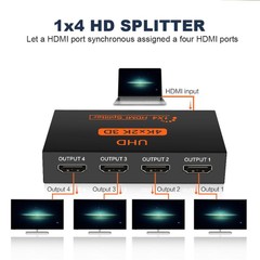 HDMI Splitter Amplifier Repeater 4K*2K 4-Ports Hub 1 in 4 out Box 3840X2160/30HZ