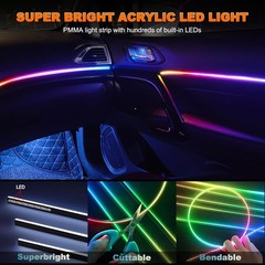 LED Lights – Interior Car Ambient Lighting Kits 6 in 1(4*29.5+43.3+14.5 inches)
