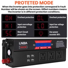 5000W Car Power Inverter 12V 24V to AC 110V Modified Sine Wave Solar Converter