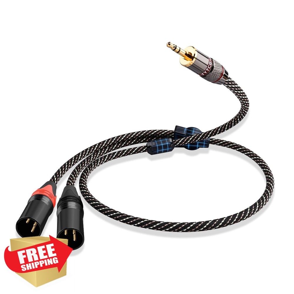 YYTCG 3.5mm to Dual XLR Cable 2m OFC Nylon Braid Audio Splitter