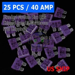 25pc 40Amp Medium Blade Fuse Assortment Auto Car Motorcycle SUV FUSES Kit ATM