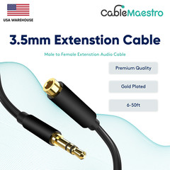 3.5mm Audio Extension Cable Headphone Stereo Cord Male to Female AUX Car MP3 lot