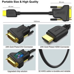 HDMI A to DVI Adapter Cable Plug and Play Bi-Directional for TV Monitor