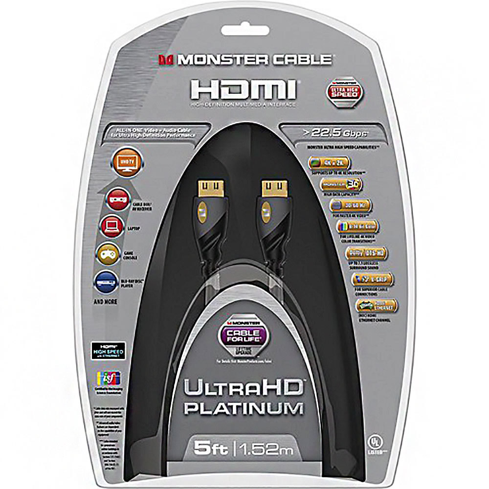 Monster 5ft. Ultra HD Platinum 4K Ultra High Speed HDMI Cable with Ethernet