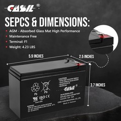 CASIL 12V 7AH for npw36-12 gp1272 np7-12 bp7-12 ps-1270 cy01 UB1280 Yuasa Ener
