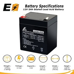 Rechargeable 12V 5Ah UPS Battery for Topin 12V5AH/20HR