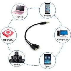 3.5mm AUX Audio Mic Splitter 1 Male to 2 Female Gold Plated Headphone Cable