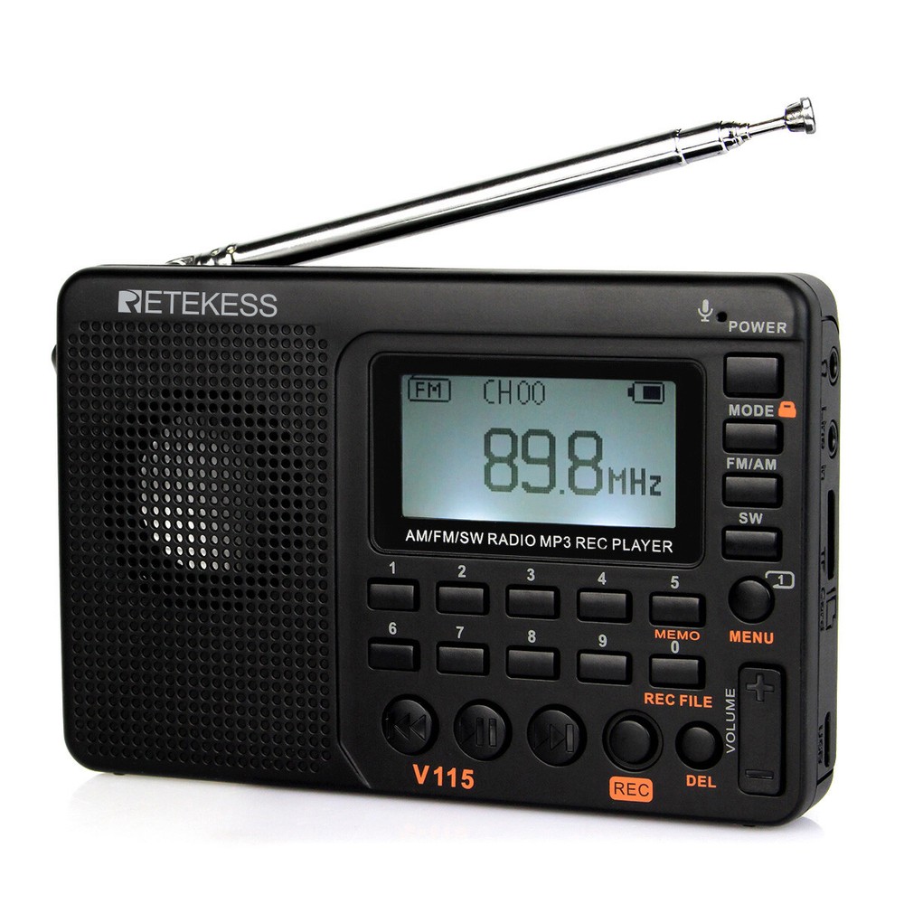 Retekess V115 Portable AM/FM/SW Radio MP3 Player Rechargeable Digital Gifts Home