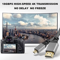 Micro HDMI to HDMI Cable Adapter Converter 4K GoPro HERO 7 6 5 4 3 Camera 60Hz