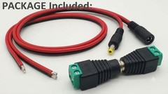(Real 18AWG) 1 Pairs 12V 5A DC Power Pigtail Barrel Plug Connector Male + Female