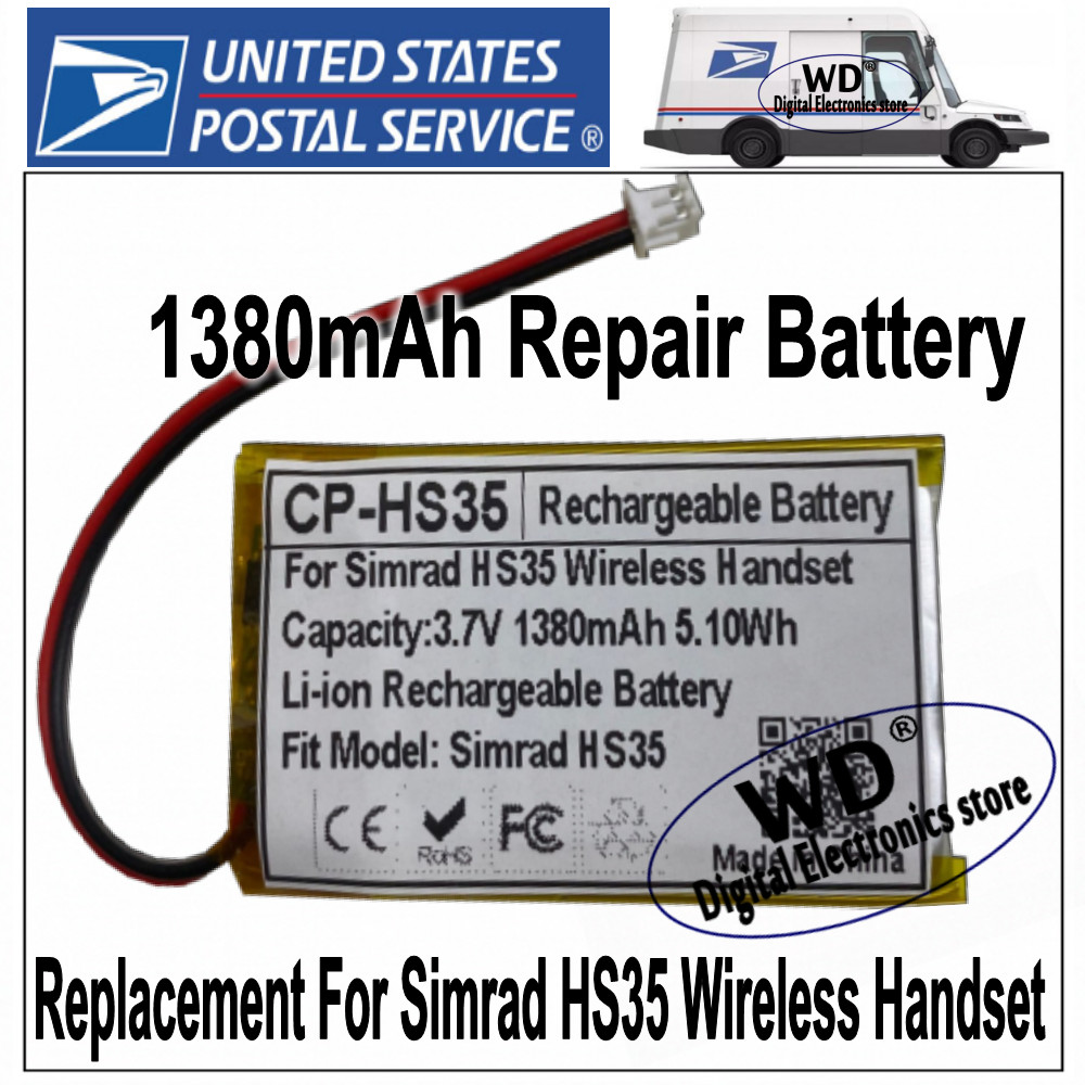 USPS 1380mAh Battery For Simrad HS35 Wireless Handset Simrad HS35 Battery