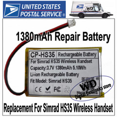 USPS 1380mAh Battery For Simrad HS35 Wireless Handset Simrad HS35 Battery