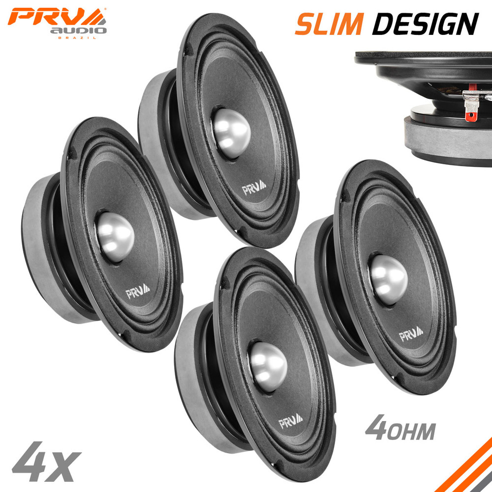 4x PRV Audio 6.5″ Midrange Bullet Shallow Car Speaker 4 Ohm 6MR250B-4 SLIM 1000W