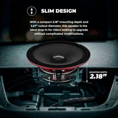 DS18 PRO-SM6.2 6.5″ Slim Motorcycle Audio Midrange Speaker 400W 2 Ohms