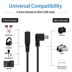 Right Angle Mini USB Male to 4Pole 3.5mm Female Adapter Cable for Mic Microphone