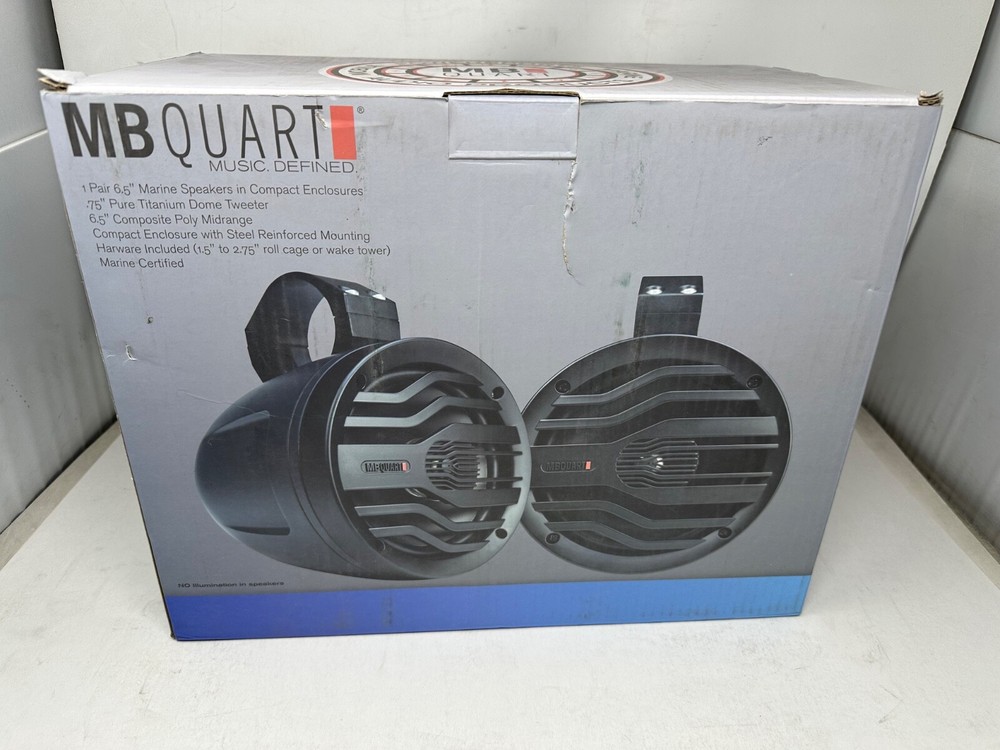 MB Quart NAUTIC 6-1/2″ 2-Way Marine Speakers Pair Black Tower Speakers NT2C-116B