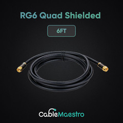 18AWG RG6 Quad Shielded CL2 Coaxial Coax Satellite Cable Extension TV Antenna