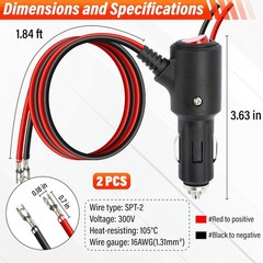 12-24V Fused LED Car Cigarette Lighter Plug Socket Cable Adapter w/ Switch Lot
