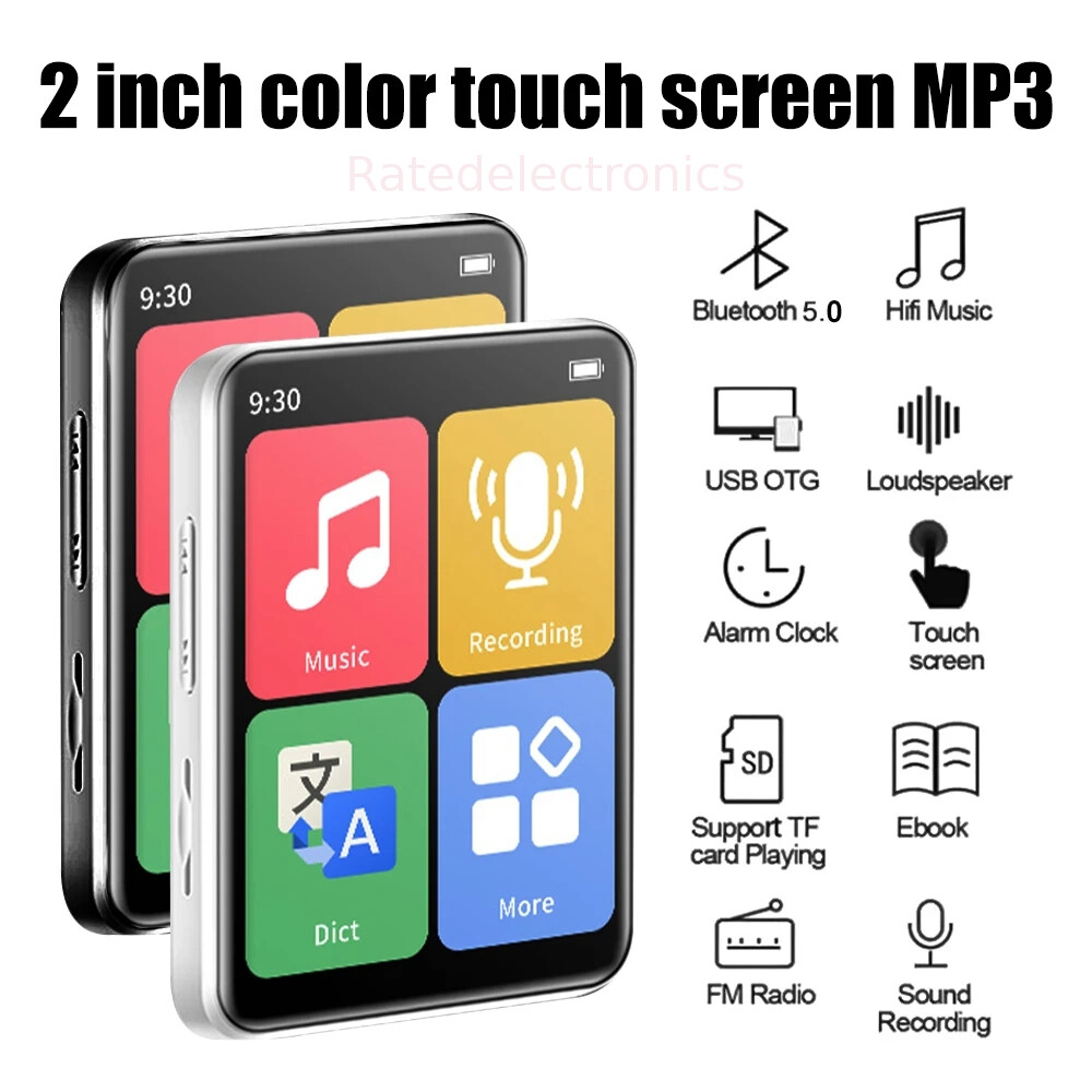 Portable MP4 MP3 Player Bluetooth 5.0 Touch Screen Lossless HIFI Music FM Radio