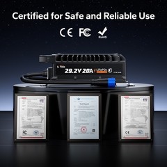 LiTime 24V 20A Waterproof LiFePO4 Battery Charger for RV, Marine, Trolling Motor