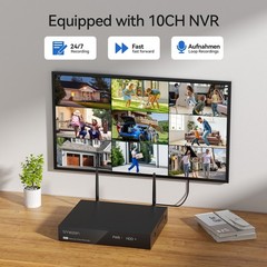 8MP 10CH NVR Outdoor Wireless Security CCTV PTZ Camera System 12” Monitor 2TB