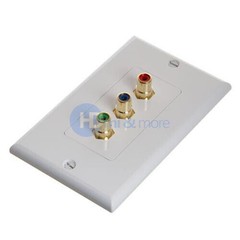 4x Component Video + Audio RGB 3 RCA AV Wall Face Plate Gold Plated White