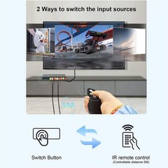 New 4 In 3 Out AV Switch RCA Switcher Box Video L/R Stereo Audio AV Selector Box