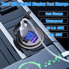 2 PACK 12V-24V Dual USB QC 3.0 + PD 36W Car Fast Charger Socket Power Outlet USA