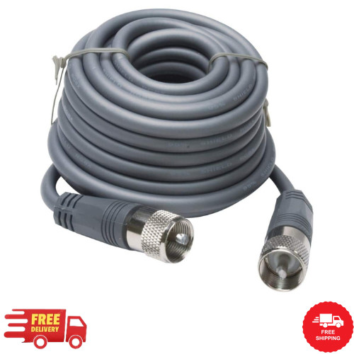 NEW Durable 18 ft RG8X Coax Cable PL259 Ends Low Loss CB Antenna Cable Gray