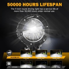 Auxbeam 4Inch 100W Round Offroad Lights White DRL 10000LM LED Driving Light Pods