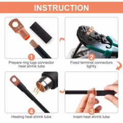 140PCS Copper Lugs Ring Terminals Bare Battery Welding Crimp Wire Connectors Kit