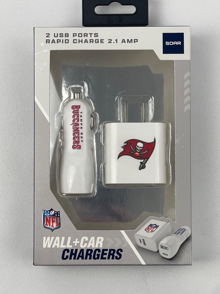 SOAR NFL Tampa Bay Buccaneers Bluetooth Wall and Car Chargers 2pk USB ports $25