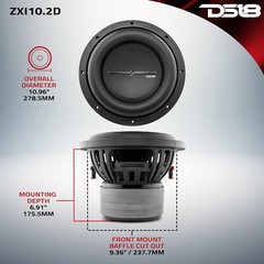 DS18 ZXI10.2D High Excursion 10″ Car Subwoofer 1600 Watts DVC 2-Ohms, 4 Magnets