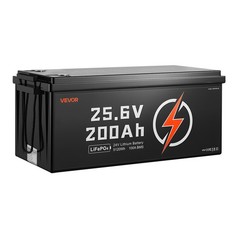 VEVOR 24V 200Ah LiFePO4 Lithium Battery Rechargeable Battery 100A BMS 4000 Cycle
