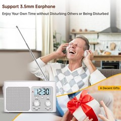 Portable AM/FM Radio with Digital Display Battery or Plug-in Ideal for Seniors