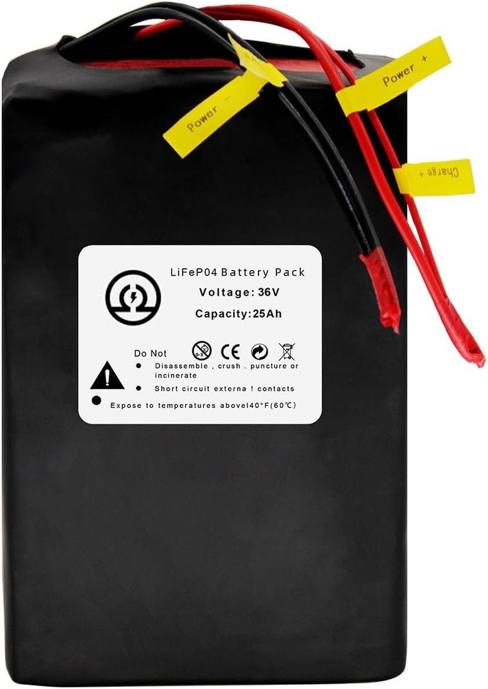 BtrPower 36V Battery Pack 25Ah Lithium LiFePO4 for Bicycle Motor E_Bik,e 50A BMS