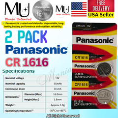 2 X PACK PANASONIC FRESH STOCK CR1616 LITHIUM 3V BATTERY EXP2034+ FREE SHIP